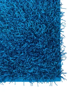 Tappeto Shaggy Blu Moderno - Pelo Lungo 6 cm - Antiscivolo, 12 Misure - Annodato a Mano, Soffice e Resistente