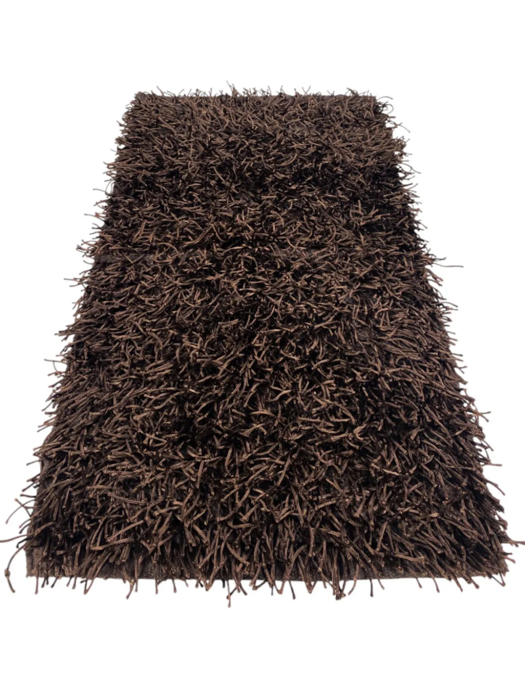 Tappeto Shaggy Marrone Moderno – Pelo 6 cm, Antiscivolo, 12 misure – Poliestere/Cotone – Fatti in India