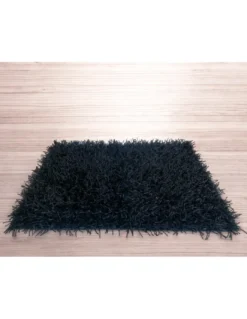Tappeto Shaggy Nero Moderno - Pelo Lungo 6 cm - Antiscivolo, 12 Misure - Annodato a Mano, Elegante e Resistente