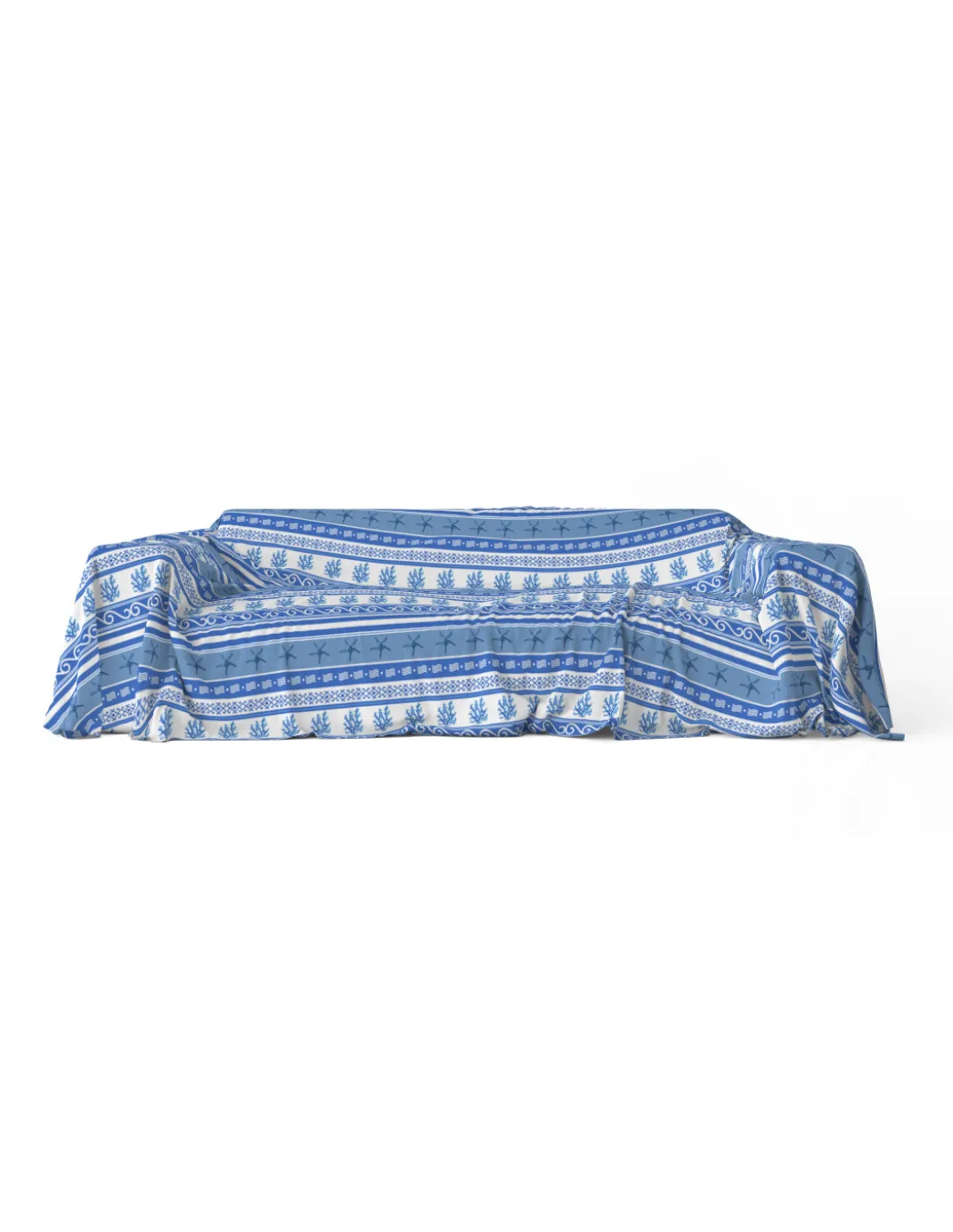 TELO ARREDO copritutto GRAN FOULARD COPRILETTO copridivano GRECIA mare marino BLU
