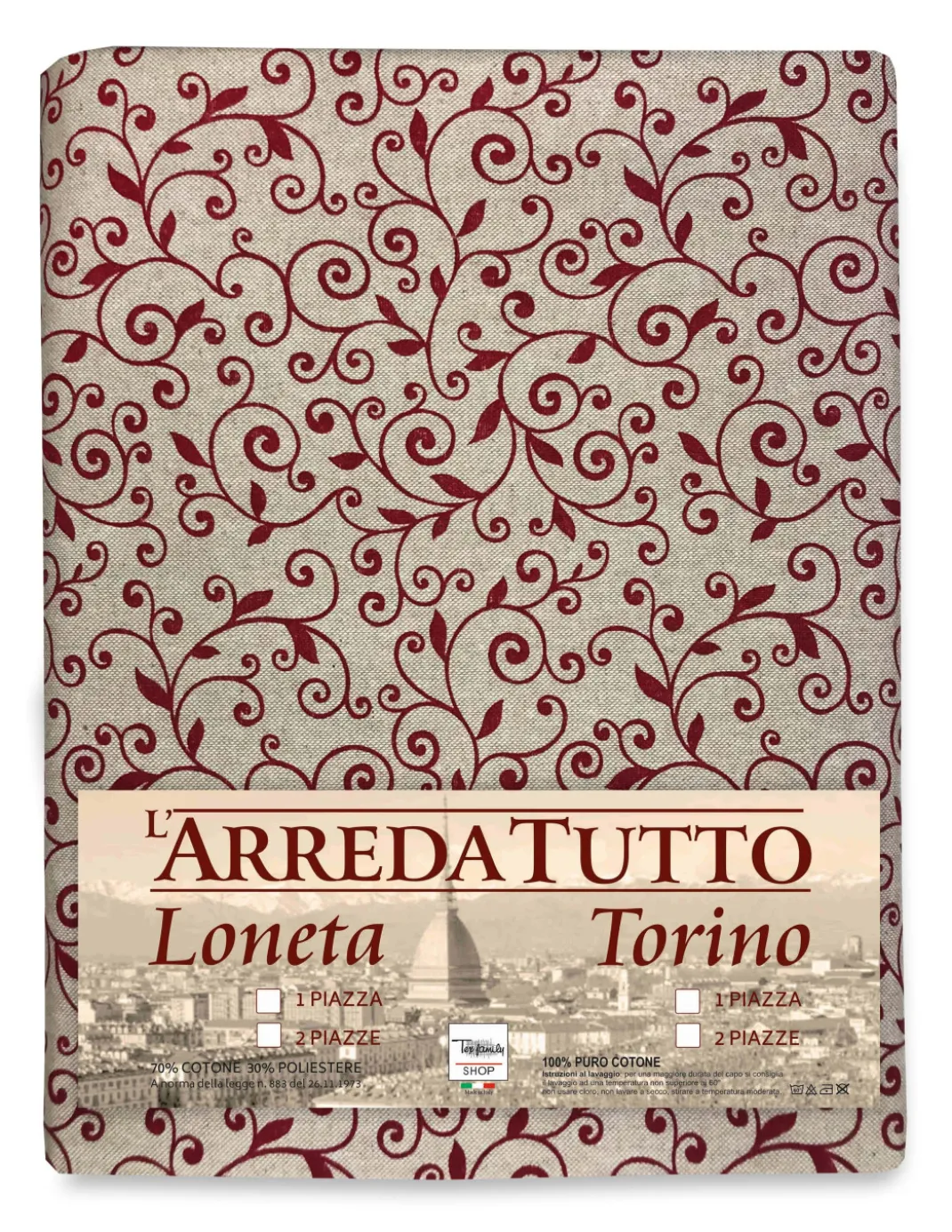 TELO ARREDO copritutto GRAN FOULARD copriletto COPRIDIVANO tessuto DORY ARABESCO ROSSO