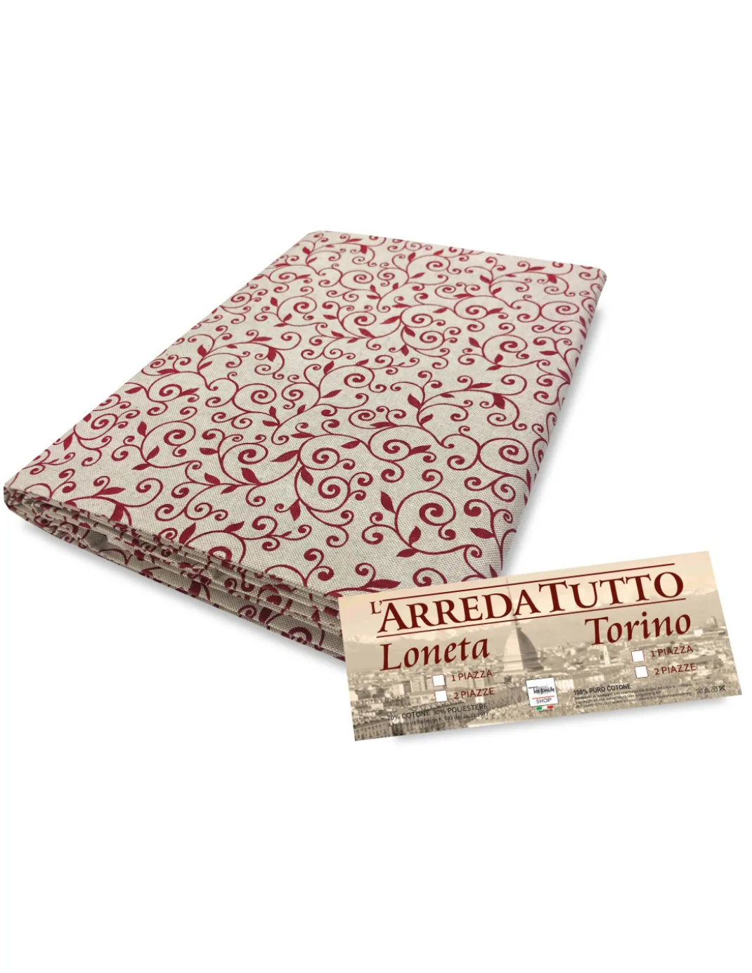 TELO ARREDO copritutto GRAN FOULARD copriletto COPRIDIVANO tessuto DORY ARABESCO ROSSO