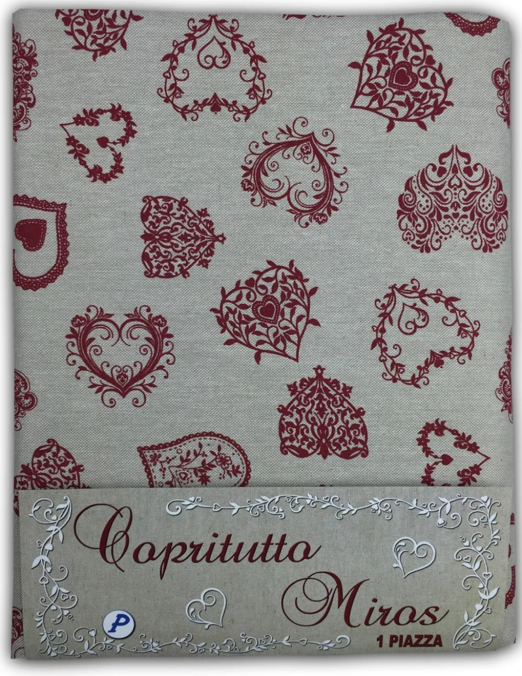 TELO ARREDO Copritutto GRAN FOULARD Copriletto COPRIDIVANO Tessuto MIROS CUORE ROSSO