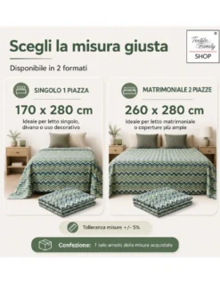 TELO ARREDO Copritutto GRAN FOULARD Copriletto COPRIDIVANO Tessuto BEATRICE Verde