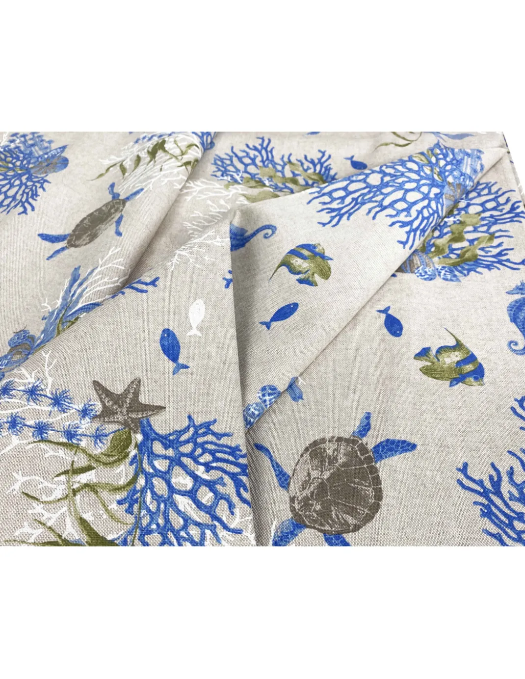 TELO ARREDO copritutto GRAN FOULARD copriletto COPRIDIVANO tessuto DORY TARTARUGHE e CORALLI blu