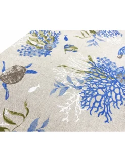 TELO ARREDO copritutto GRAN FOULARD copriletto COPRIDIVANO tessuto DORY TARTARUGHE e CORALLI blu