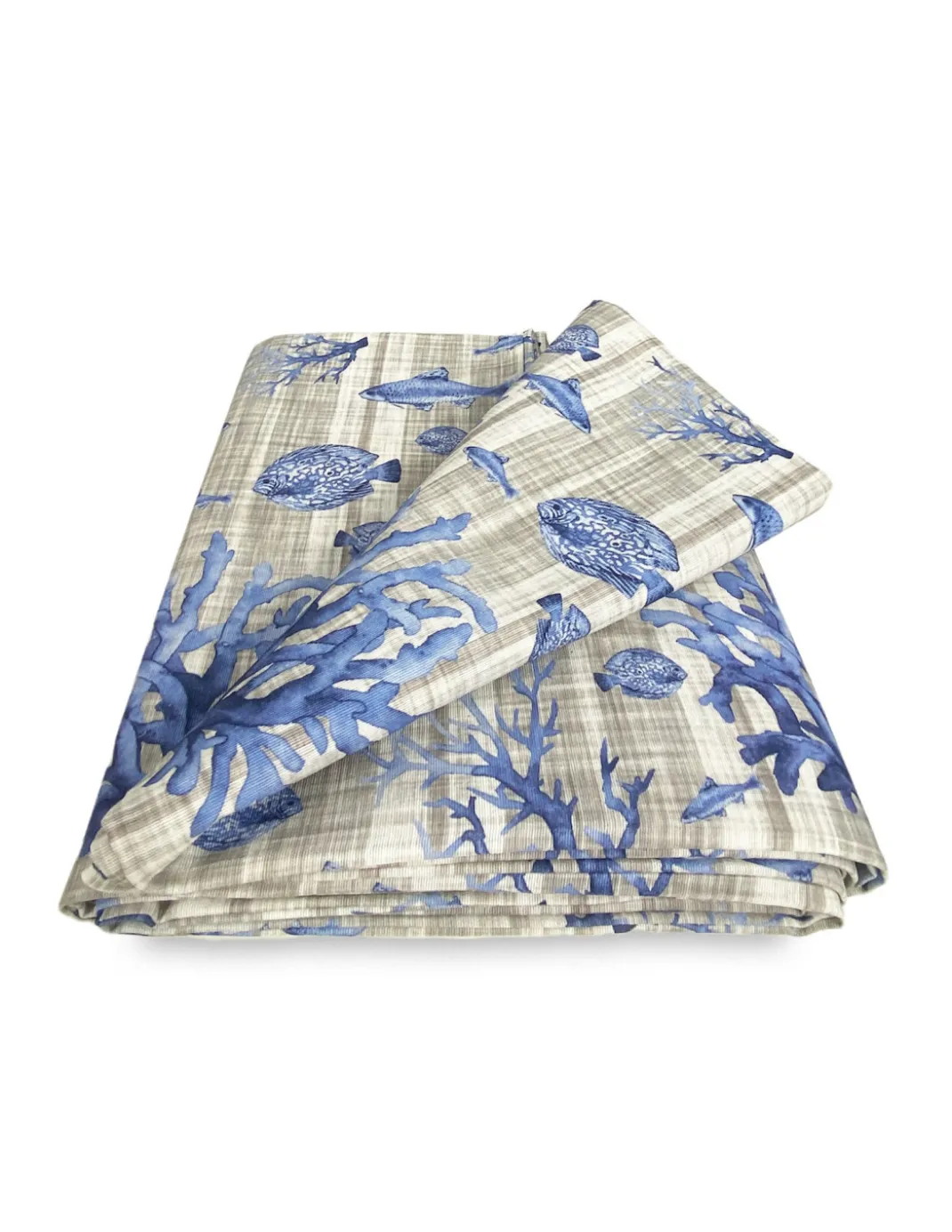TELO ARREDO copritutto GRAN FOULARD COPRILETTO copridivano PESCI mare marino BLU