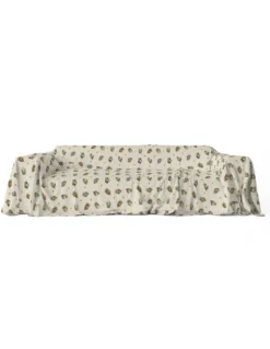 TELO ARREDO copritutto GRAN FOULARD COPRILETTO copridivano tessuto DIGITY GUFI gufetti beige in puro cotone