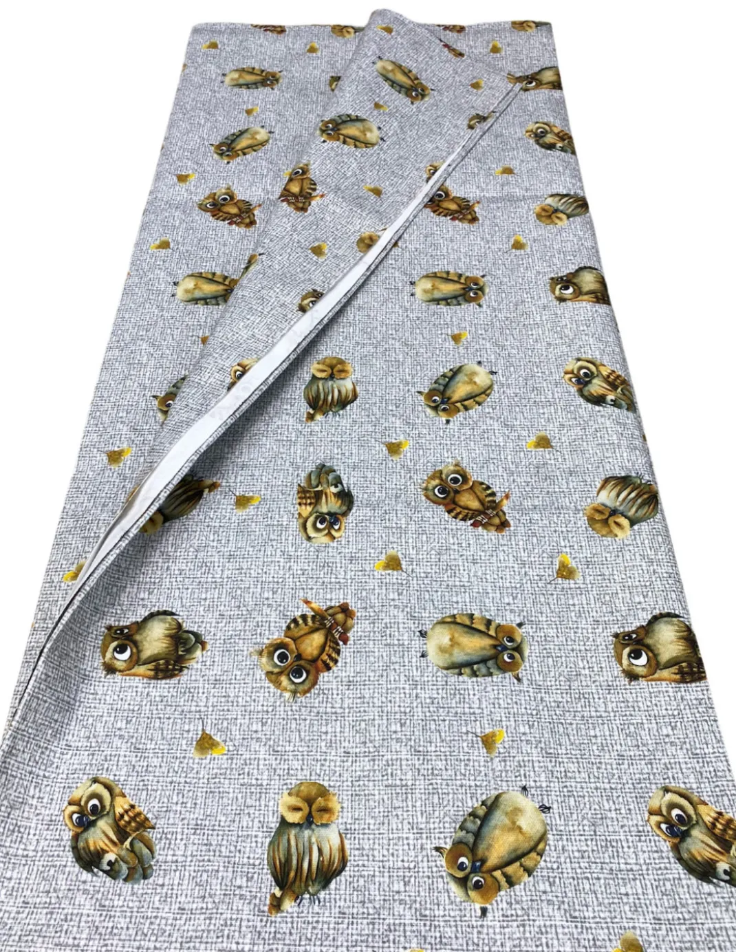 TELO ARREDO copritutto GRAN FOULARD COPRILETTO copridivano tessuto DIGITY GUFI gufetti grigio in puro cotone