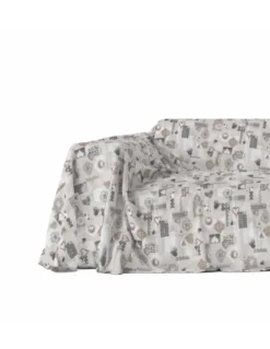 TELO ARREDO copritutto GRAN FOULARD COPRILETTO copridivano Tirolese SHABBY BEIGE