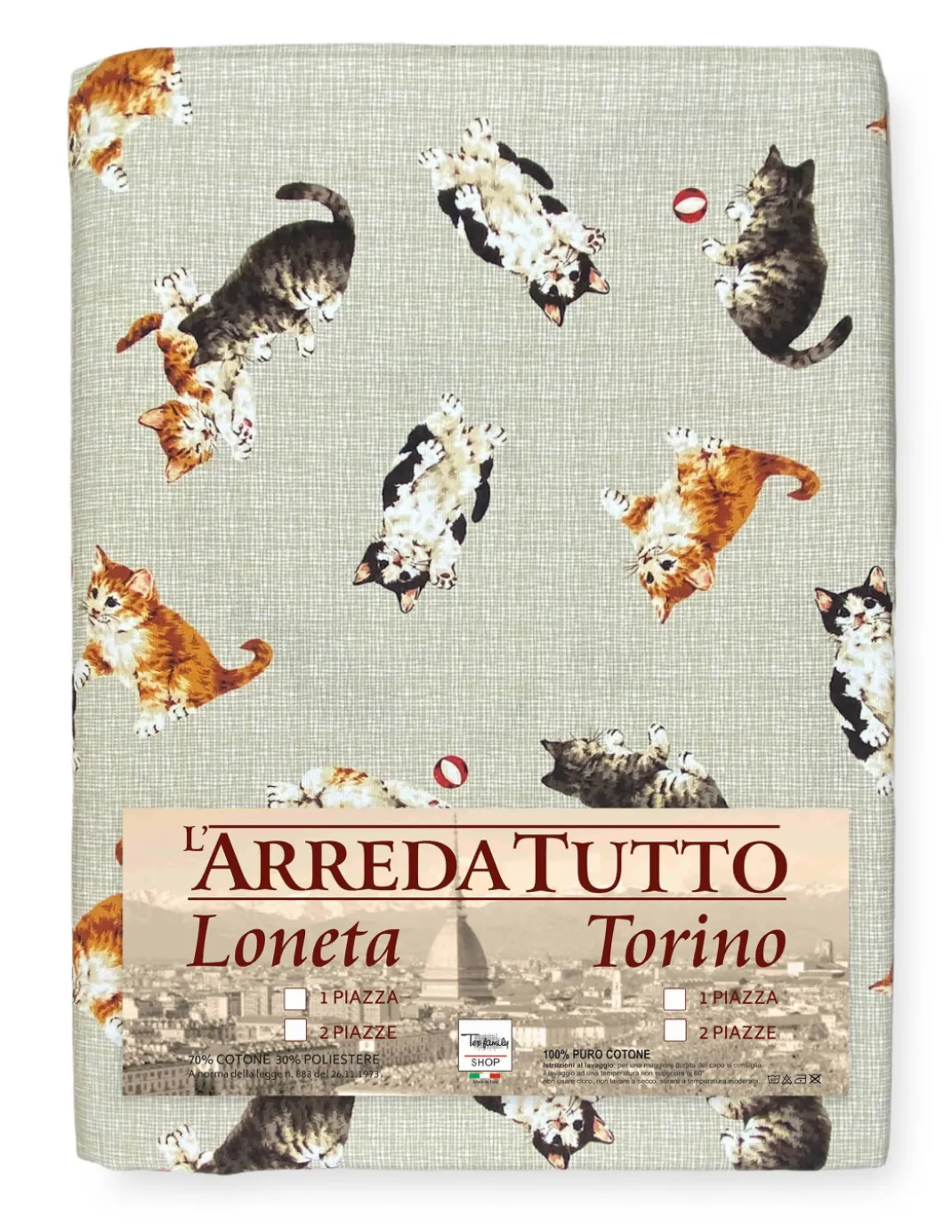 TELO ARREDO copritutto GRAN FOULARD COPRILETTO copridivano tessuto DIGITY GATTINI beige in puro cotone