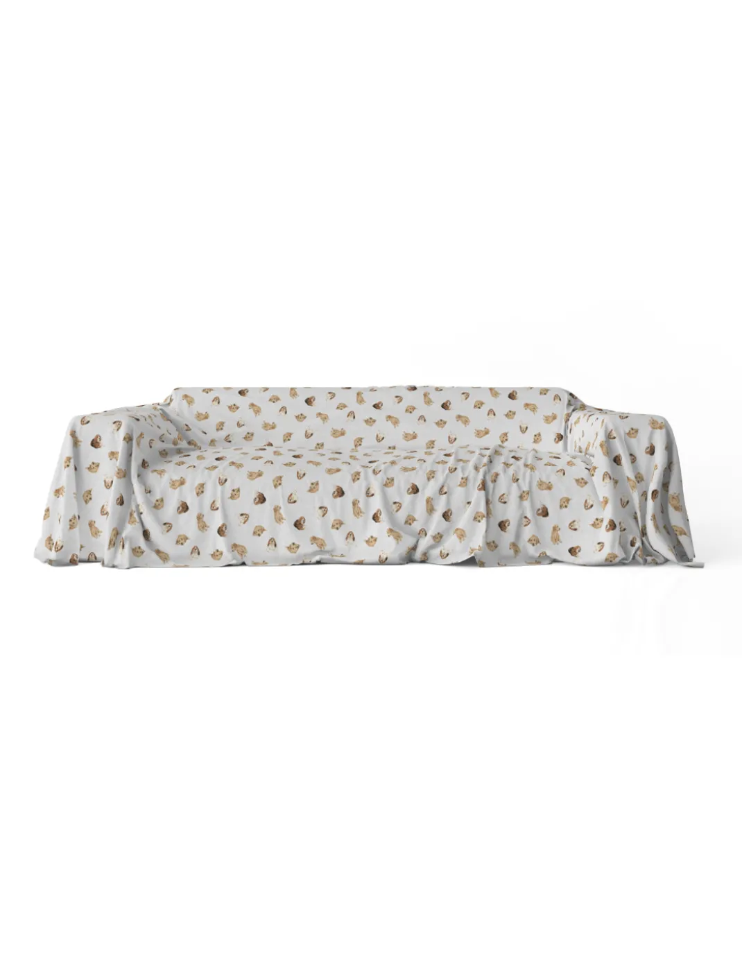 TELO ARREDO copritutto GRAN FOULARD COPRILETTO copridivano tessuto DIGITY CANI grigio chiaro in puro cotone