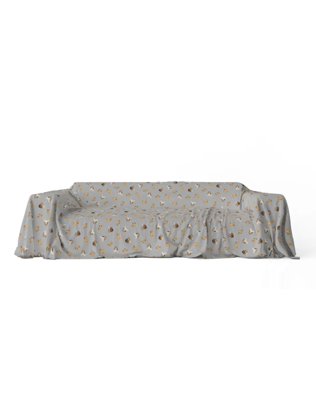TELO ARREDO copritutto GRAN FOULARD COPRILETTO copridivano tessuto DIGITY CANI grigio scuro in puro cotone