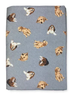 TELO ARREDO copritutto GRAN FOULARD COPRILETTO copridivano tessuto DIGITY CANI grigio scuro in puro cotone