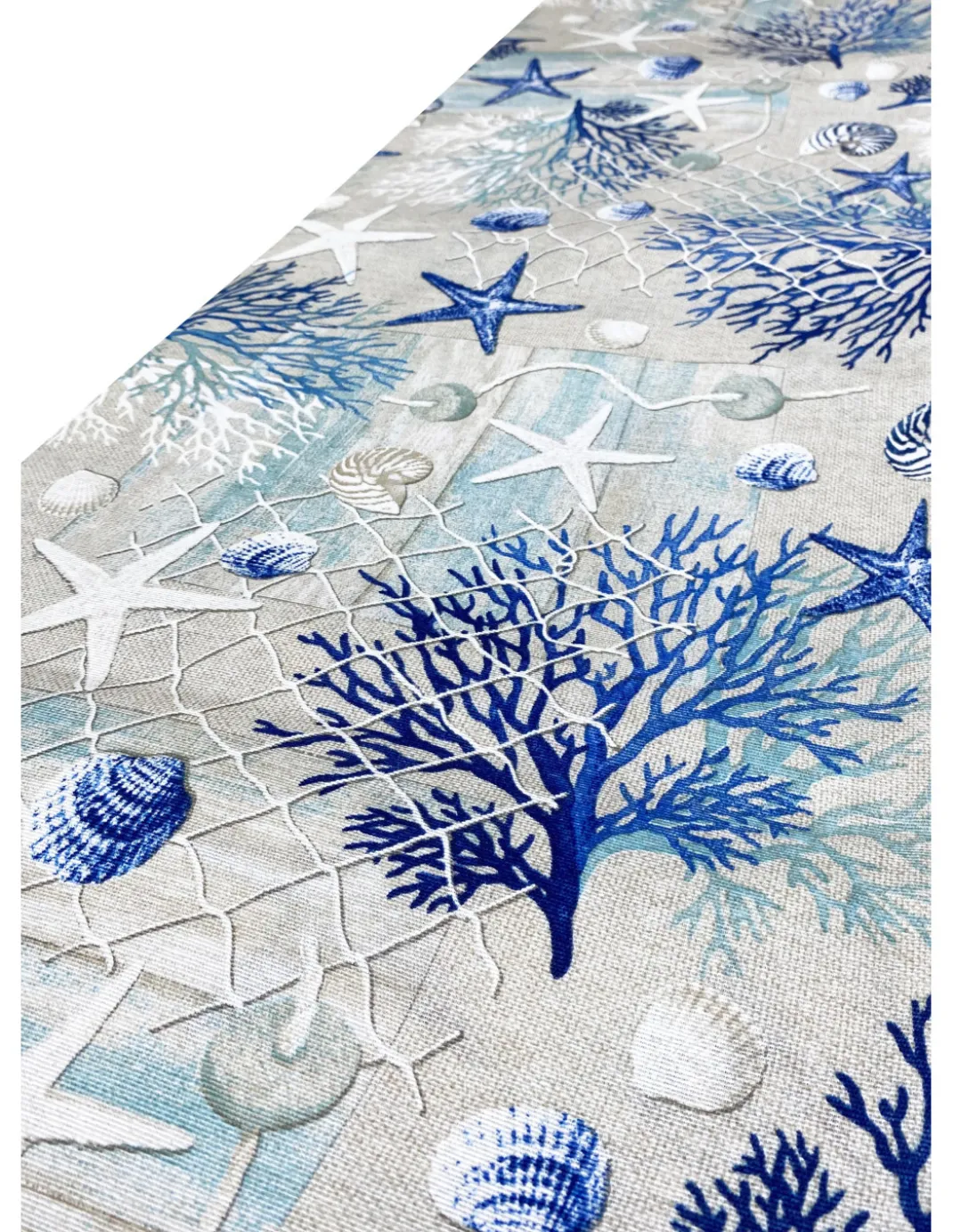 TELO ARREDO copritutto GRAN FOULARD COPRILETTO copridivano TESSUTO LONETA mare MARINO coralli BLU