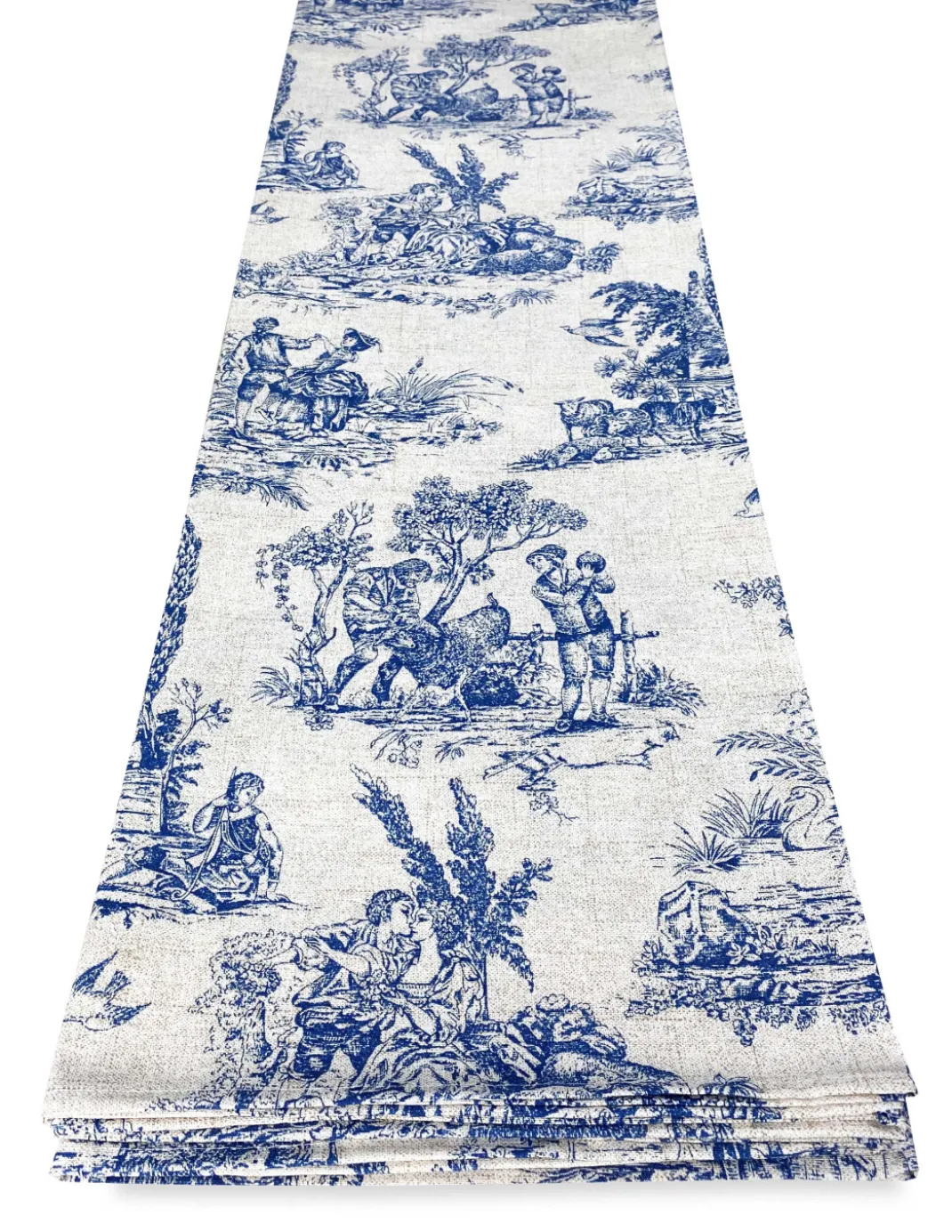 TELO ARREDO copritutto GRAN FOULARD COPRILETTO copridivano TESSUTO LONETA Toiles de Jouy blu
