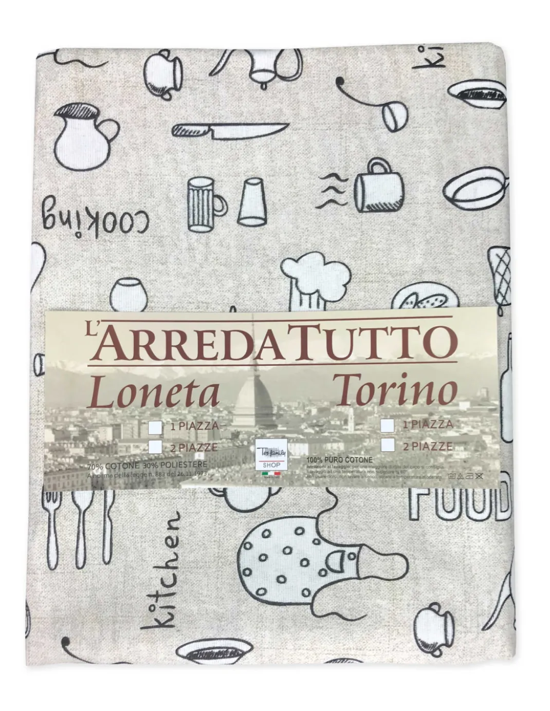TELO ARREDO COPRITUTTO GRAN FOULARD COPRILETTO COPRIDIVANO TESSUTO LONETA COOKING