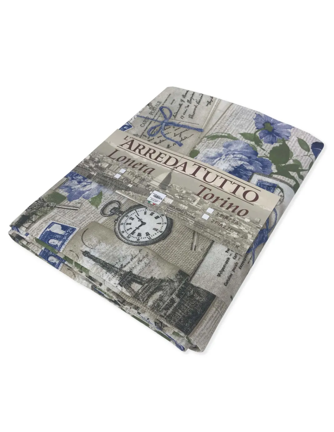 TELO ARREDO COPRITUTTO GRAN FOULARD COPRILETTO COPRIDIVANO TESSUTO LONETA SHABBY BLU
