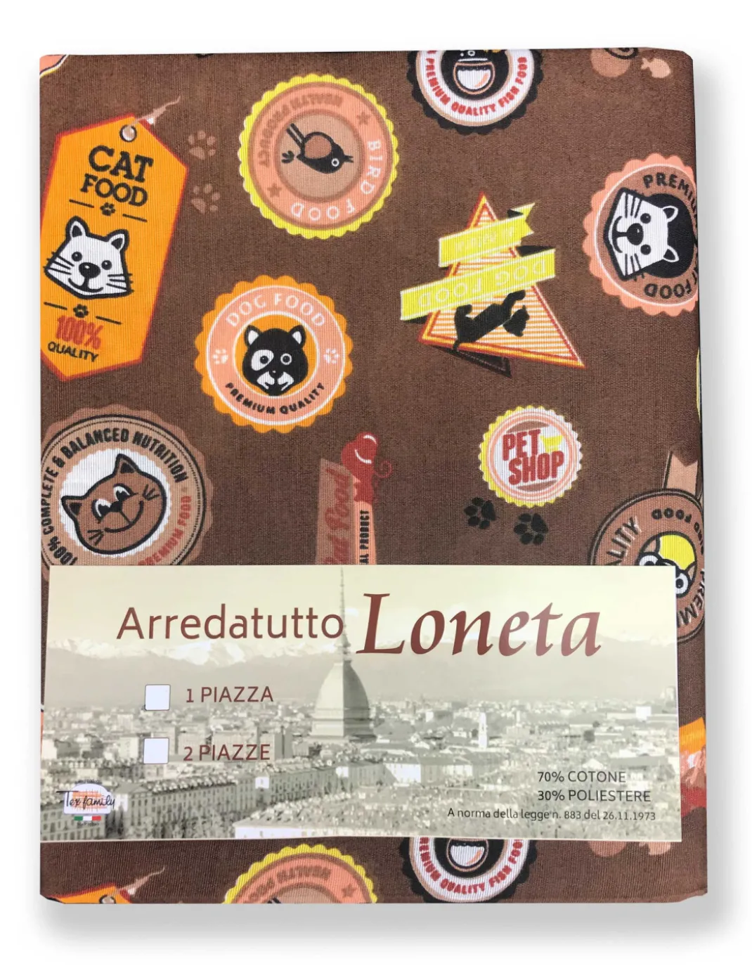 TELO ARREDO COPRITUTTO GRAN FOULARD COPRILETTO COPRIDIVANO TESSUTO LONETA PET DOG AND CAT