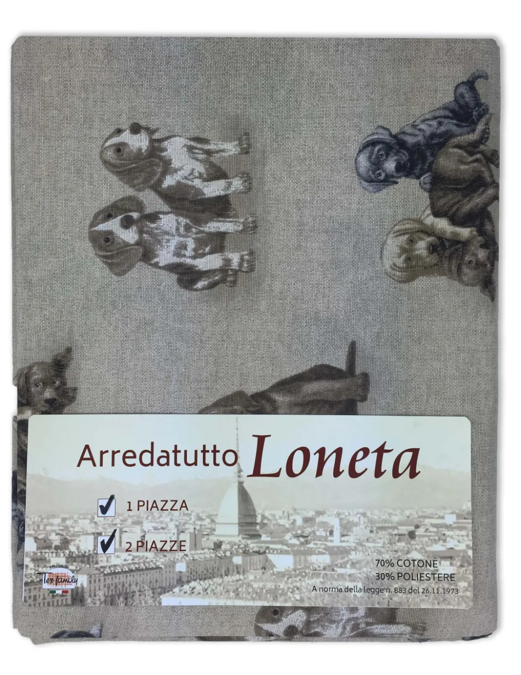 TELO ARREDO COPRITUTTO GRAN FOULARD COPRILETTO COPRIDIVANO TESSUTO LONETA CANE CANI