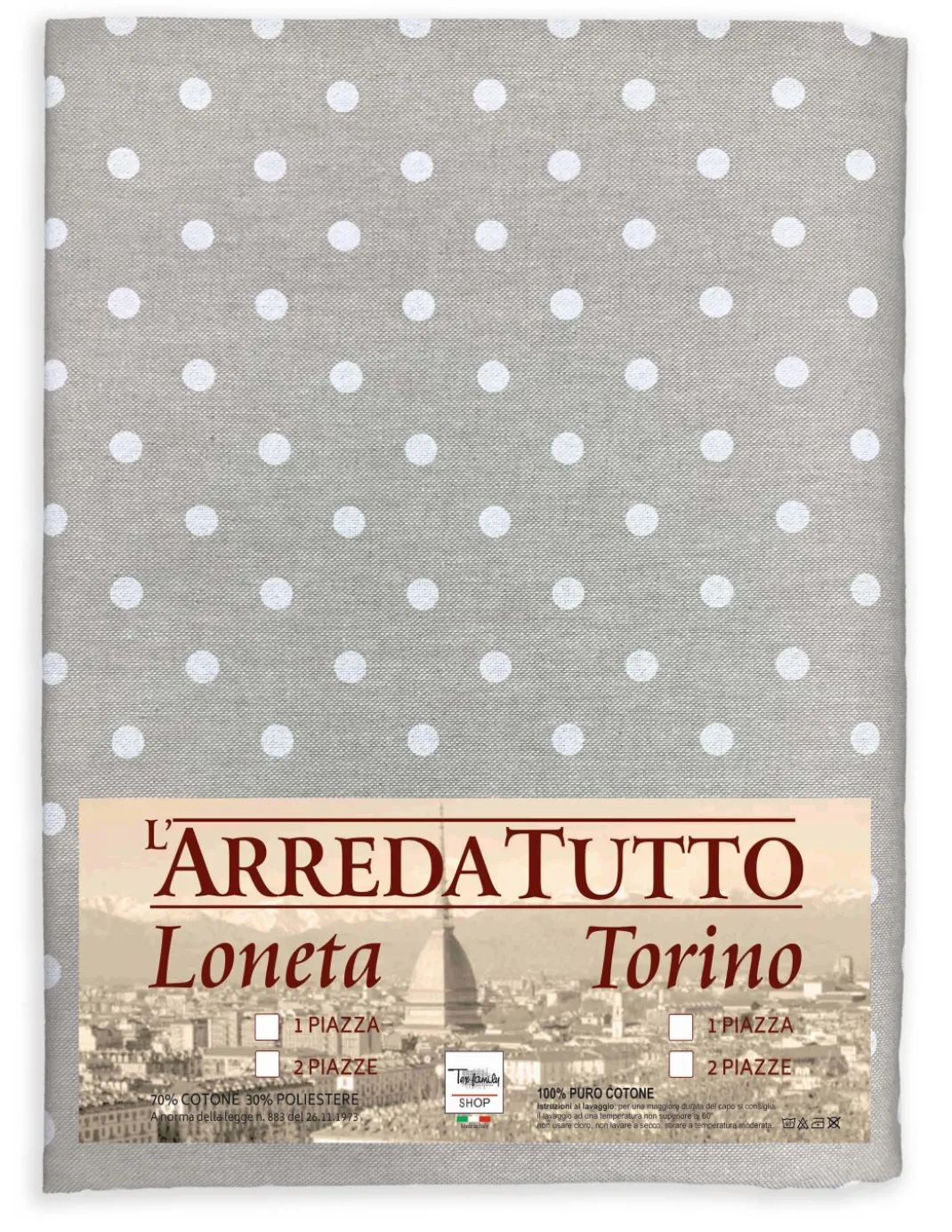 TELO ARREDO Copritutto GRAN FOULARD Copriletto COPRIDIVANO Tessuto MIROS POIS BIANCO