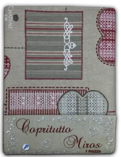 TELO ARREDO COPRITUTTO GRAN FOULARD COPRILETTO COPRIDIVANO TESSUTO BRASSERIE ROSSO