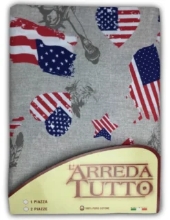 TELO ARREDO COPRITUTTO GRAN FOULARD COPRILETTO COPRIDIVANO TESSUTO BANDIERA AMERICANA NEW YORK