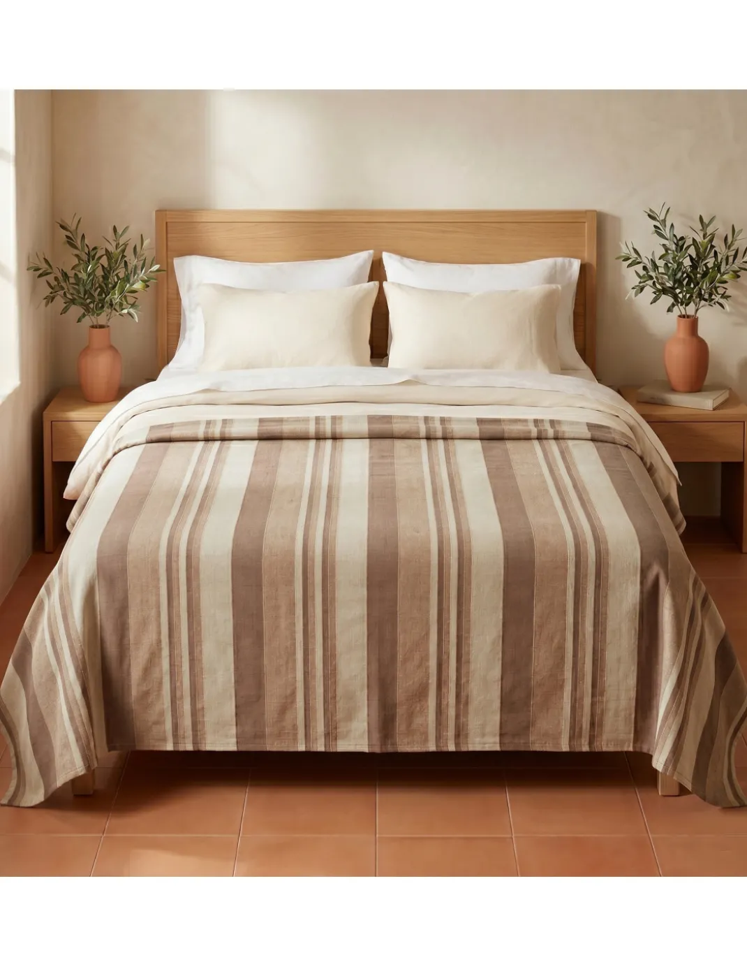 Telo Copritutto Kiara Jacquard 100% Cotone Beige Made in Italy, Gran Foulard Telo Arredo, Copridivano/Copriletto