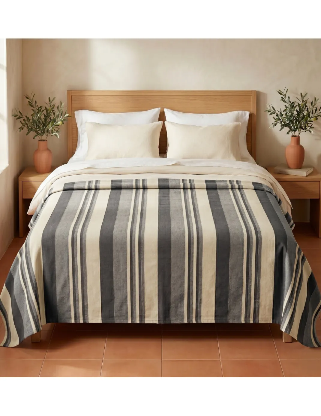 Telo Copritutto Kiara Jacquard 100% Cotone Nero Made in Italy, Gran Foulard Telo Arredo, Copridivano/Copriletto