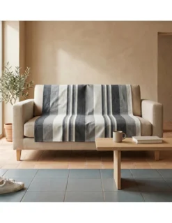 Telo Copritutto Kiara Jacquard 100% Cotone Nero Made in Italy, Gran Foulard Telo Arredo, Copridivano/Copriletto