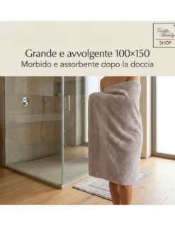 Telo Doccia Avorio 100x150 in Spugna 100% Cotone 450 g/m² Made in Italy