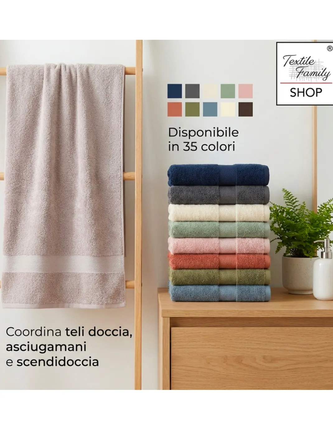 Telo Doccia Fard 100x150 in Spugna 100% Cotone 450 g/m² Made in Italy