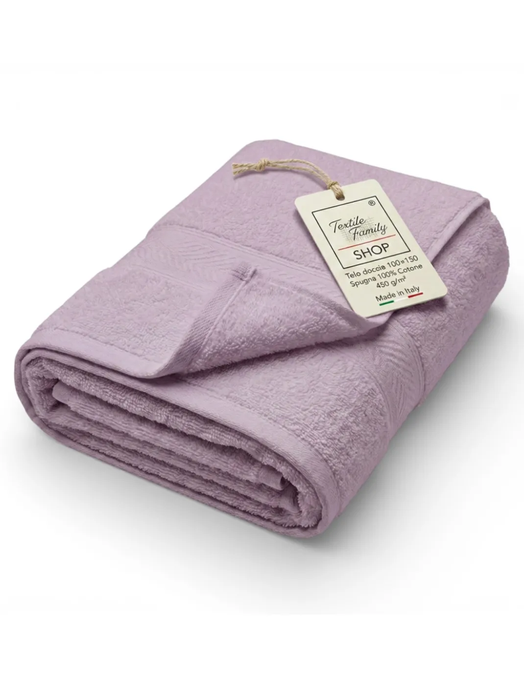 Telo Doccia Lilla 100x150 in Spugna 100% Cotone 450 g/m² Made in Italy