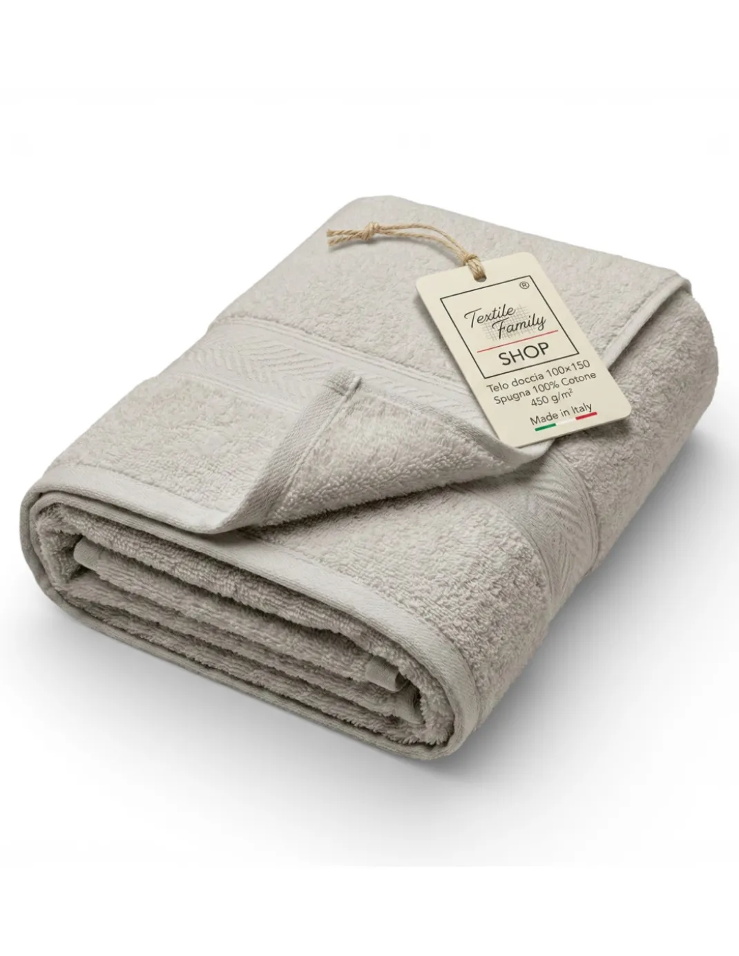 Telo Doccia Luna 100x150 in Spugna 100% Cotone 450 g/m² Made in Italy