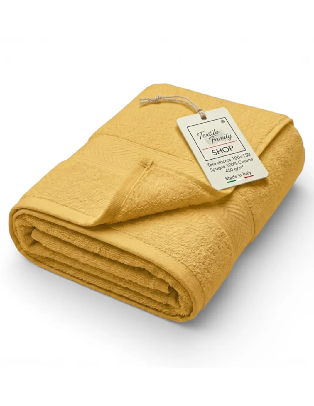 Telo Doccia Oro 100x150 in Spugna 100% Cotone 450 g/m² Made in Italy