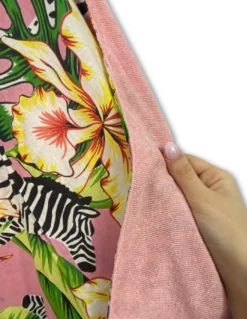 Telo mare doppio KIKOY in cotone e spugna con zaino KEEP – Fantasia Zebra Rosa