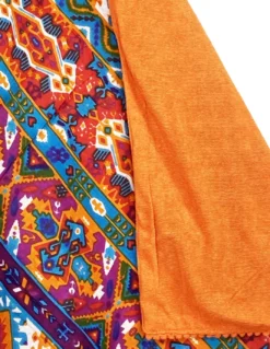 Telo mare doppio KIKOY in cotone e spugna con zaino KEEP – Fantasia India Arancione