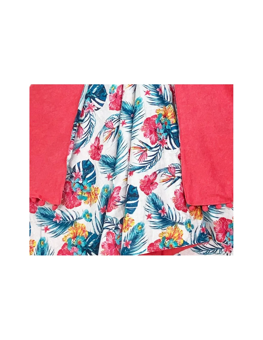 TELO mare doppio KIKOY Tropicale Rosa in COTONE e in SPUGNA con ZAINO KEEP
