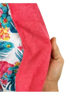 TELO mare doppio KIKOY Tropicale Rosa in COTONE e in SPUGNA con ZAINO KEEP