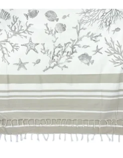 TELO MARE fouta CORALLI Beige MISURA Grande CM.100X200 con zaino Spiaggia KEEP CALM