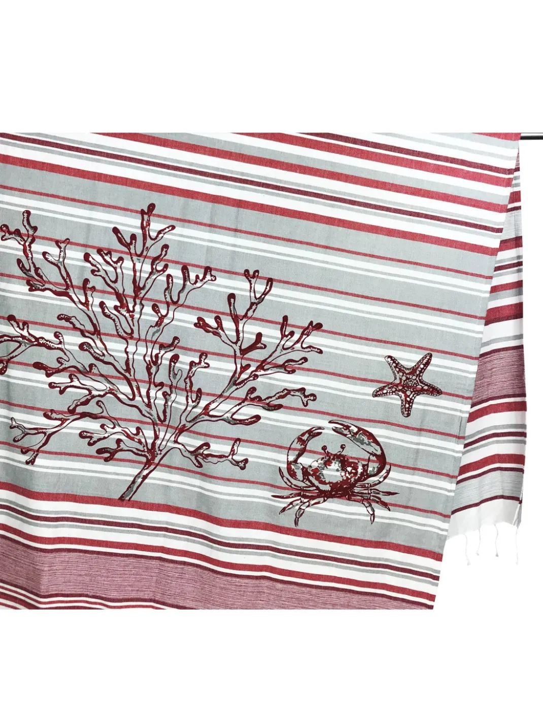 TELO MARE FOUTA GRANCHIO Rosso misura GRANDE con zaino Spiaggia KEEP CALM CM.100X200