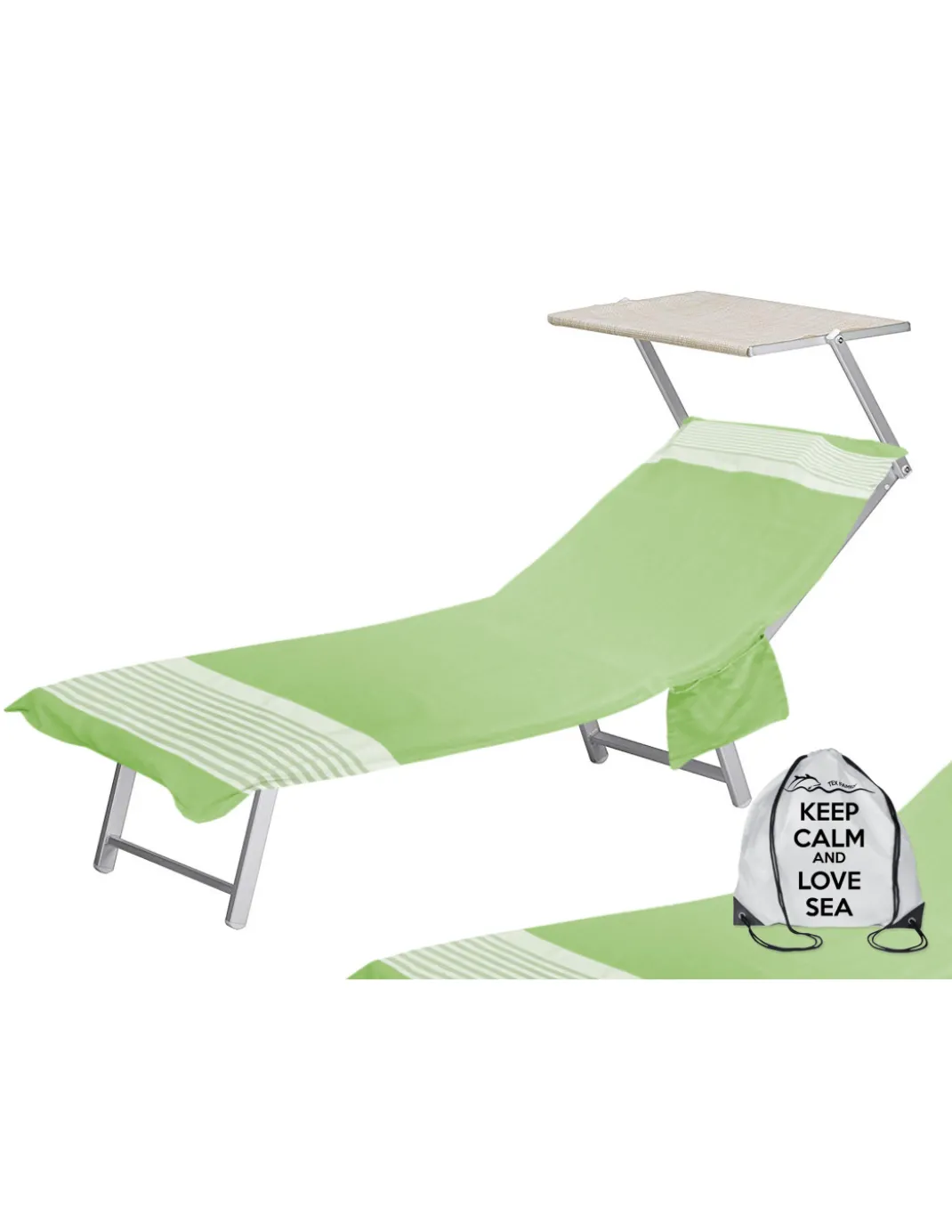 TELO MARE fouta LETTINO ALVIN VERDE ACIDO in cotone BEDDY BEACH © CON TASCHE MISURA CM. 75 X 195 e zaino SPIAGGIA