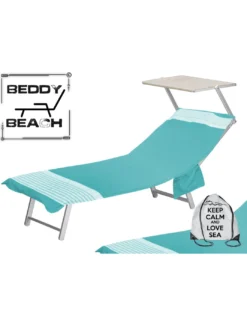 TELO MARE fouta LETTINO ALVIN SMERALDO in cotone BEDDY BEACH © CON TASCHE MISURA CM. 75 X 195 e zaino SPIAGGIA
