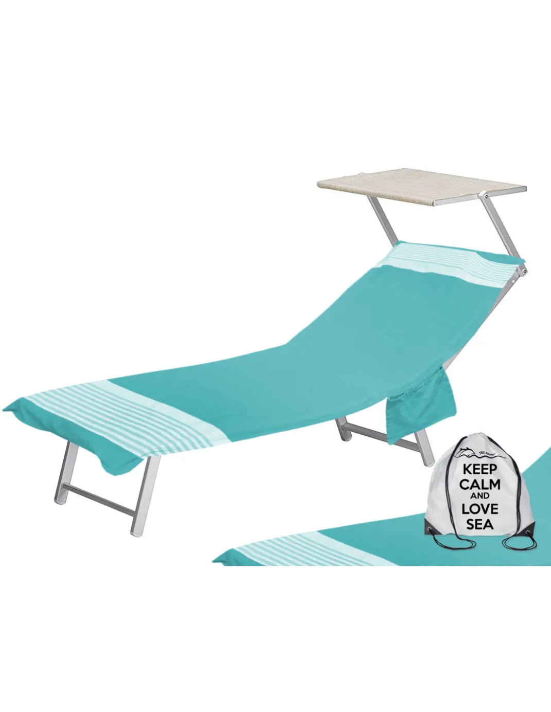 TELO MARE fouta LETTINO ALVIN SMERALDO in cotone BEDDY BEACH © CON TASCHE MISURA CM. 75 X 195 e zaino SPIAGGIA