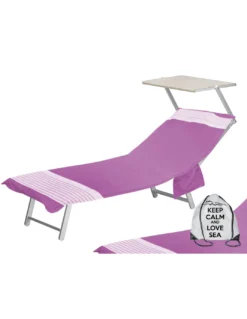TELO MARE fouta LETTINO ALVIN FUCSIA in cotone BEDDY BEACH © CON TASCHE MISURA CM. 75 X 195 e zaino SPIAGGIA