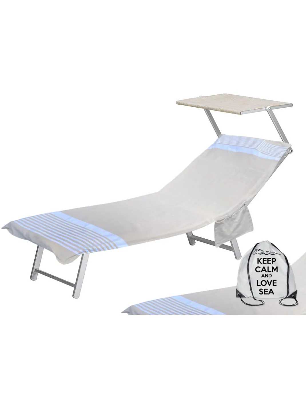 TELO MARE fouta LETTINO ALVIN BEIGE in cotone BEDDY BEACH © CON TASCHE MISURA CM. 75 X 195 e zaino SPIAGGIA