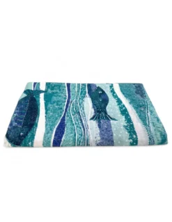 TELO MARE fouta Pesci Blu Grande CM.100X200 con zaino Spiaggia KEEP CALM