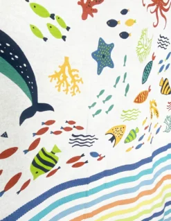 TELO MARE fouta PESCI COLORATI misura GRANDE con zaino Spiaggia KEEP CALM CM.100X200