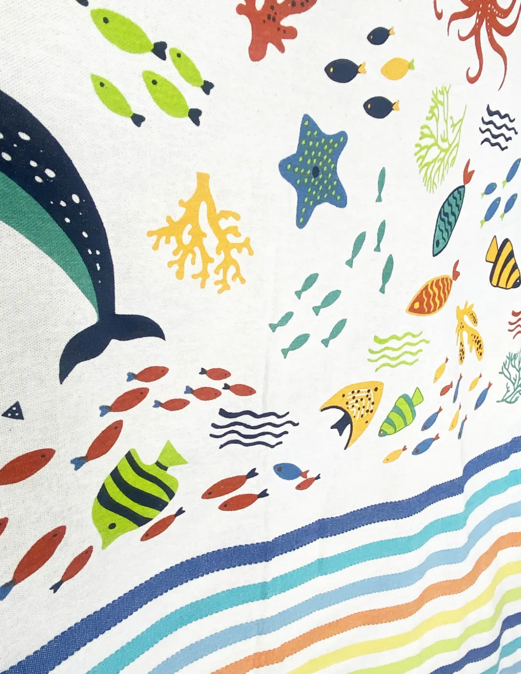 TELO MARE fouta PESCI COLORATI misura GRANDE con zaino Spiaggia KEEP CALM CM.100X200