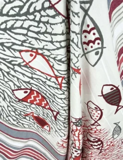 TELO MARE fouta PESCI rossi MISURA Grande CM.100X200 con zaino Spiaggia KEEP CALM